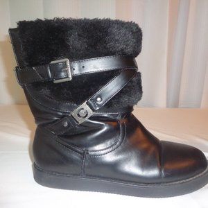 Boots 7.5 Wide Black Gold Sequin Faux Sued…